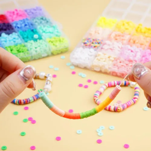 Miniatura 5 de 2000 unidades - 6800 cuentas de arcilla para hacer pulseras, cuentas espaciadoras de 0.236 pulgadas para hacer joyas, aretes, pulseras, collares, 24