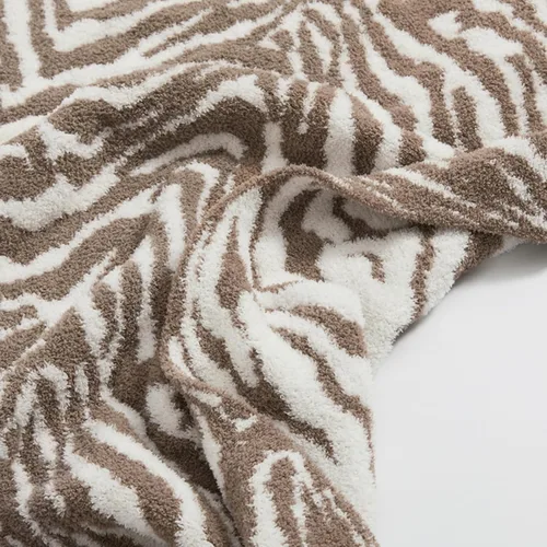 Miniatura 4 de Manta de Zebra 50x70 Beige Mantas de Forro Polar Suaves y Esponjosas para Sofá, Cama o Sillón, Manta Gruesa y Cálida para Mujeres, para Todas