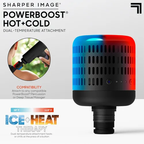 Miniatura 2 de Sharper Image® Powerboost Accesorio de Pistola de Masaje de Doble Temperatura Caliente + Fría - Calor y Frío Instantáneos, 6 Niveles de Temperatura