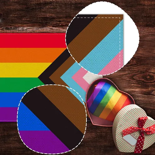 Miniatura 4 de Nepnuser Camino de mesa rústico arcoíris para el mes del orgullo de junio, decoración de fiesta LGBTQ+, de lino, granja, hogar, comedor, cocina