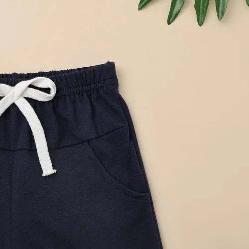 Miniatura 6 de Ropa para bebé niño pequeño, trajes de verano de manga corta, camiseta de retazos y pantalón con bolsillo, conjunto de 2 piezas, 12 meses a 4 años