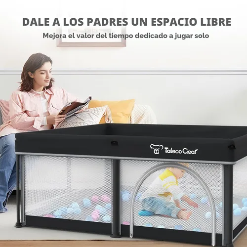 Miniatura 5 de Corral de juego plegable para bebés Taleco Gear con alfombra, 50''x50'' corral para bebés y niños pequeños, corral para bebés con puerta