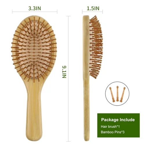 Miniatura 4 de MRD Cepillo de cabello, cepillo de paleta de bambú natural para desenredar, masaje del cuero cabelludo para cabello grueso/fino/rizado/seco