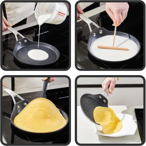 Miniatura 5 de MsMk - Sartén para crepas con esparcidor, sartén plana antiadherente de 8 pulgadas de titanio y cerámica para tortillas y huevos, compatible