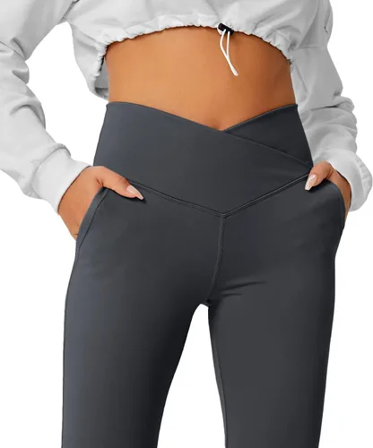 Miniatura 33 de HEGALY Pantalones de yoga acampanados para mujer, leggings cruzados, suaves, de cintura alta, pantalones casuales de entrenamiento con corte de bota