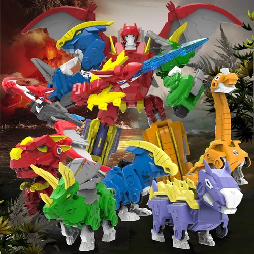 Miniatura 8 de Juguetes de robot transformador de dinosaurios de 6 formas para niños de 6 años en adelante, 6 paquetes de figuras de acción transformadas STEM