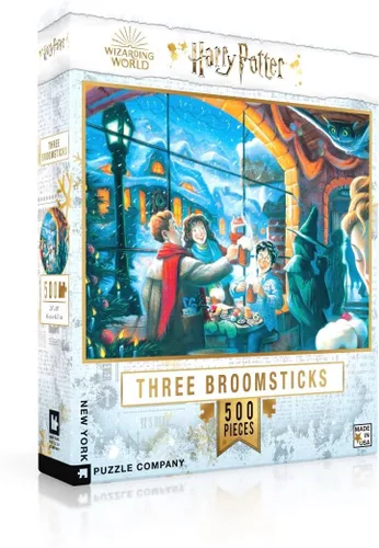 New York Puzzle Company - Harry Potter Three Broomsticks - Rompecabezas de 500 piezas para noches de juego familiares por Mary GrandPré Tres escobas