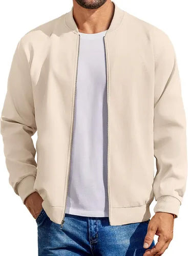 Miniatura 8 de COOFANDY - Chaqueta bomber de algodón para hombre, ligera, de vuelo, chaquetas casuales de softshell, chaqueta varsity