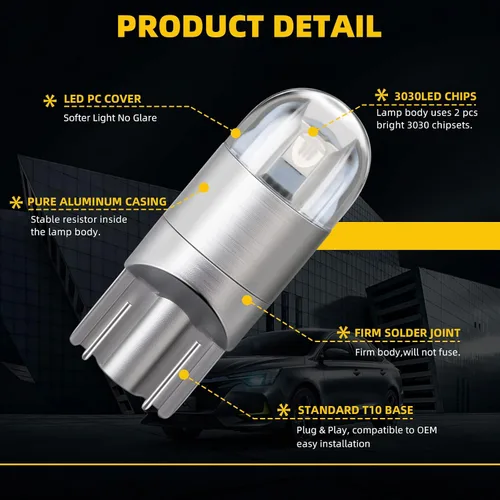 Miniatura 5 de YM E-Bright T10 194 - Luces LED para interior de automóvil, 168 W5W, 3030 chips 2825, bombilla LED, cúpula, mapa, puerta de maletero, luz de azul