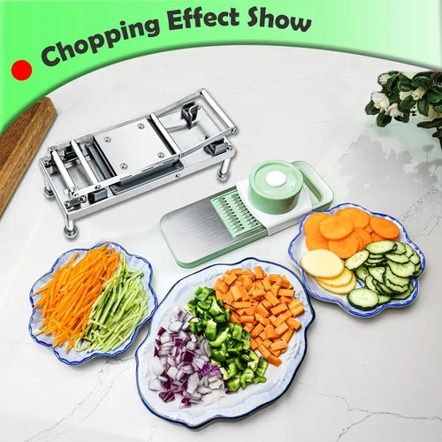 Miniatura 7 de Cortador de verduras, picador de verduras con 8 cuchillas, cortador de cebolla con recipiente, picador de alimentos todo en uno profesional