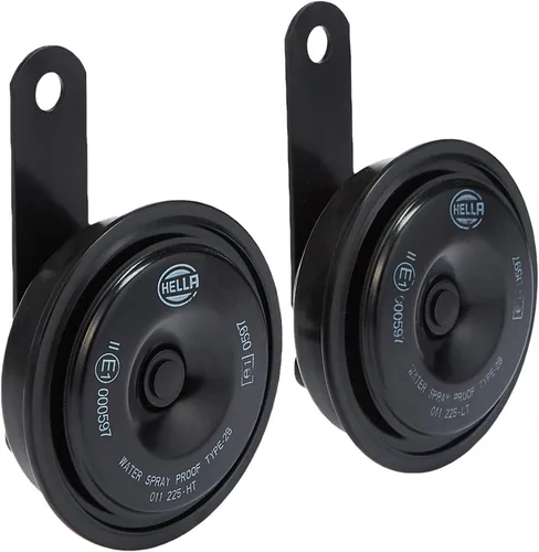 Hella 011225802, kit de bocinas de disco negras BX de 77 mm, 12 V (ajuste universal)