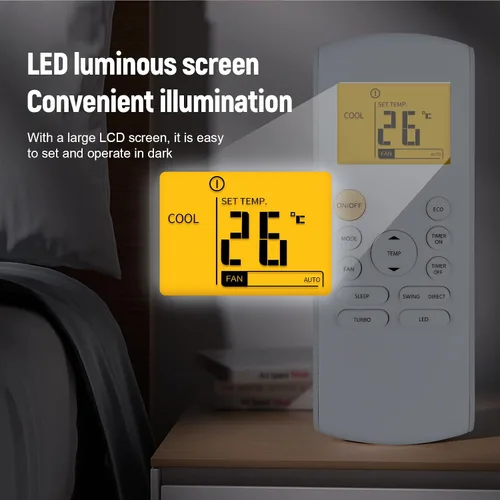 Miniatura 3 de Nuevo control remoto retroiluminación para Midea MRCOOL FRIMEC Klimaire aire acondicionado RG57B1/BGE RG57B2/BGE RG57B/BGE RG57/BGE RG57A/BGE