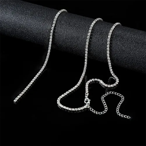 Miniatura 5 de EFTOM Gargantilla de diamantes de imitación de plata brillante gargantilla de cristal para mujeres y niñas