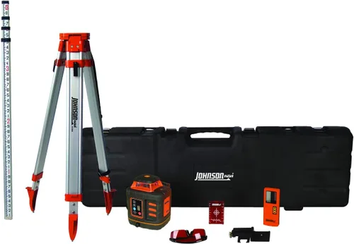 Johnson Level & Tool 99-027K Sistema láser giratorio autonivelante, 8.75 pulgadas, rojo, 1 kit, naranja