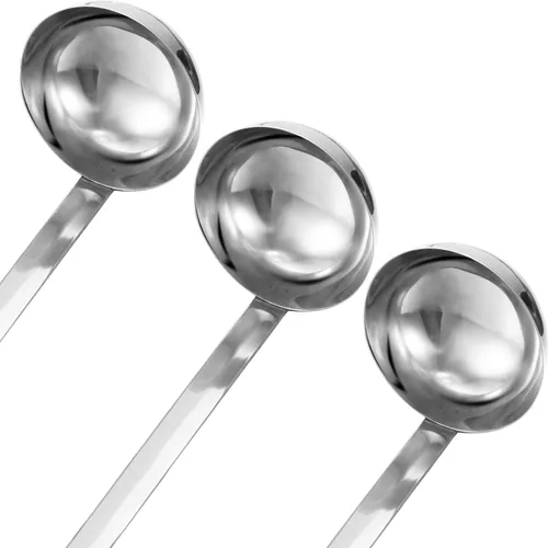 Miniatura 3 de meekoo Cucharón de acero inoxidable con mango de sopa con borde de vertido para cocina, cocina, salsa de sopa (4 onzas)