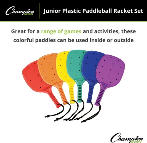 Miniatura 4 de Champion Sports Plastic & Foam Racket Sets – Durable, Lightweight Paddles for Youth Play & PE, Paddleball, Racquetball