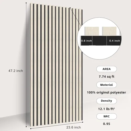 Miniatura 3 de WoveN SounD Slat Acousitc - Paneles de pared de 47.2 x 23.6 pulgadas, decoración de pared a prueba de sonido, diseño autoadhesivo con amortiguación