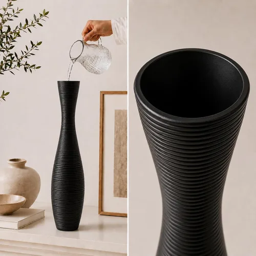Miniatura 7 de Leewadee Florero decorativo alto para decoración de sala de estar, 20 ″, negro, resina