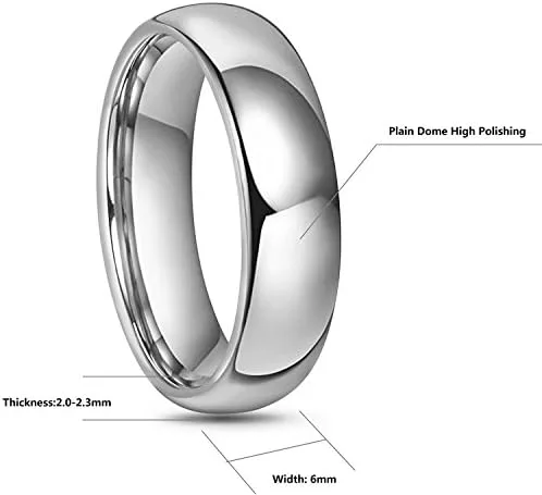 Miniatura 3 de CROWNAL - Anillo de boda de tungsteno de 2mm 4mm 6mm 8mm 10mm, para hombre y mujer, tamaño de cúpula pulida, ajuste cómodo, talla 3 a 17