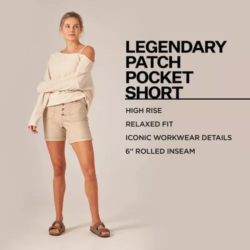 Miniatura 2 de Lee Pantalones cortos legendarios con parche frontal de talle alto para mujer (as1, numérico, numérico_10, regular, blanco), Blanco