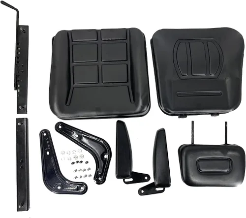 Miniatura 9 de Asiento de suspensión universal para tractor, asiento de carretilla elevadora ajustable de 6/5.906 in con pista deslizante, reposabrazos