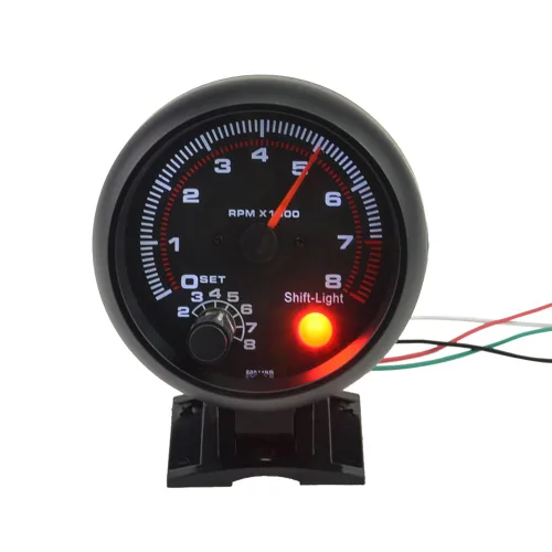 Miniatura 2 de Shkalacar 3.75 pulgadas, medidor de tacómetro universal para automóvil, kit de tacómetro automotriz, luz blanca de cambio entre 0-8000 RPM