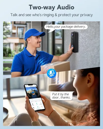 Miniatura 13 de XTU - Timbre de batería, video de 180° de arriba a abajo, vista en vivo con conversación bidireccional, sin costo mensual, Wi-Fi de 2.4G con timbre