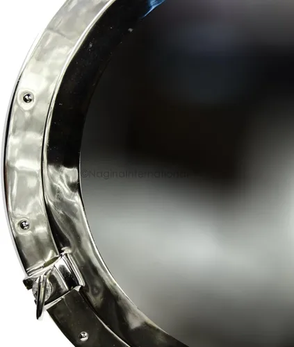 Miniatura 4 de Nagina International Espejo grande y hermoso de metal plateado Espejo colgante de pared de aluminio de níquel Decoración antigua de pirata
