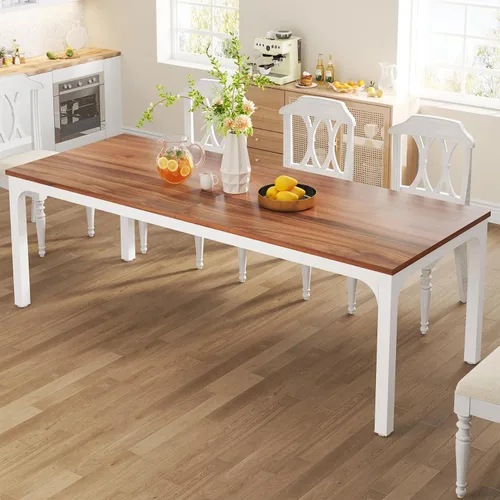 Miniatura 17 de Tribesigns Mesa de comedor negra para 6-8 personas, mesa rectangular grande de 78 pulgadas para comedor, 78.7 x 27.5 x 29.5 pulgadas (solo mesa)
