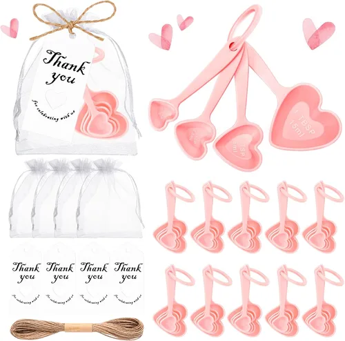 Miniatura 9 de Juego de 50 cucharas medidoras de corazón, recuerdos de boda a granel para invitados, regalos de despedida de soltera, cuchara medidora de cocina