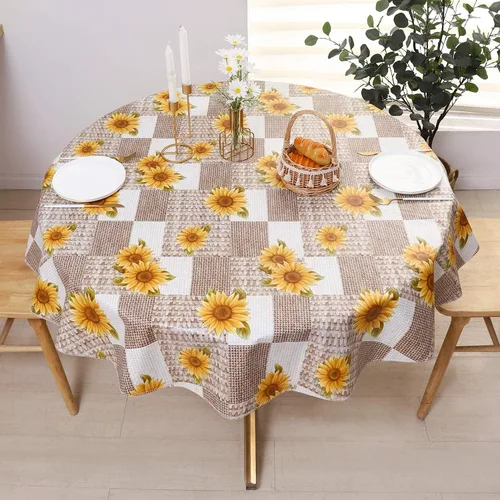 Miniatura 24 de Pioggia Mantel de vinilo con parte trasera de franela, impermeable, a prueba de aceite, mantel de PVC, cubierta de mesa de plástico lavable a prueba