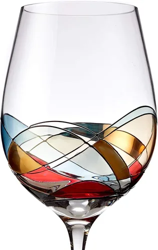 Miniatura 2 de Bezrat Juego de 2 copas de vino tinto, copa de vino pintada a mano, artículos esenciales para bebidas, 11 pulgadas de alto, vaso grande para amantes