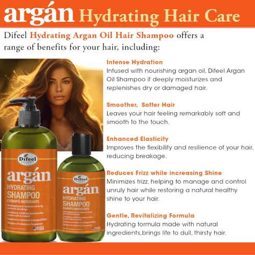Miniatura 5 de Difeel Champú hidratante de argán 33.8 oz. - Champú de aceite de argán natural sin sulfato para el cabello