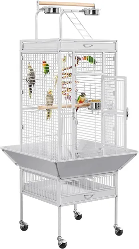 Miniatura 10 de Jaula para pájaros y accesorios de Yaheetech. Ideal para loros, cacatúas, periquitos., Negro