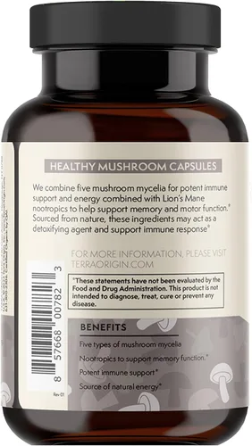 Miniatura 6 de TERRA ORIGIN Suplemento de complejo de hongos saludables 90 cápsulas Reishi, melena de león, Changa, Cordyceps, Maitake Apoyo cerebral