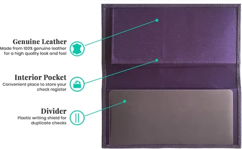 Miniatura 3 de Funda para chequera de cuero genuino para hombres y mujeres
