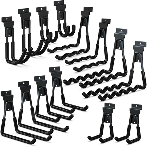 Miniatura 22 de 3-H, accesorios para pared de listones de 18 piezas, ganchos y perchas de pared de listones de múltiples tamaños, pared de listones resistente