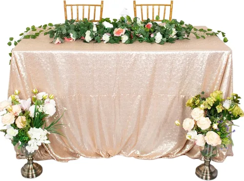 Miniatura 46 de ShiDianYi Mantel de lentejuelas color azul bebé, de 50 x 72 pulgadas, mantel rectangular de lentejuelas para decoración de boda - 200111E