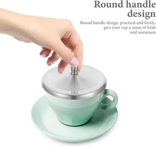 Miniatura 8 de DOITOOL 5 tapas reutilizables de acero inoxidable para bebidas, tapa universal de 3.7 pulgadas, antipolvo, a prueba de derrames, para bebidas