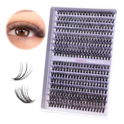 Miniatura 5 de Extensiones de Pestañas 320 Piezas, Pestañas Individuales en Racimo Natural, Extensiones de Pestañas DIY, Extensiones de Pestañas en Racimo, 320