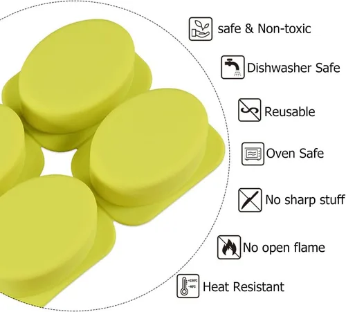 Miniatura 3 de CANDeal Juego de 2 moldes de jabón de silicona, 4 cavidades, moldes de jabón ovalados de silicona para manualidades caseras, moldes de pastel