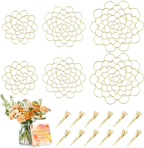Miniatura 8 de Soporte para Arreglos Florales, 3 Piezas Rejilla Floral Herramienta Rana de Flores Organizador de Alambre Giratorio para Jarrón Tallos Florales Plata