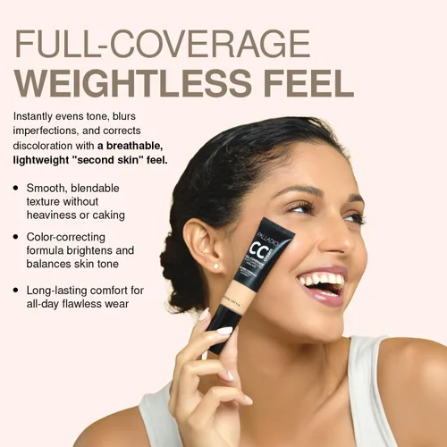 Miniatura 4 de Palladio Crema CC de Corrección de Color de Cobertura Completa, Sin Aceite con Péptidos y Vitamina C, Base de Cobertura Ajustable