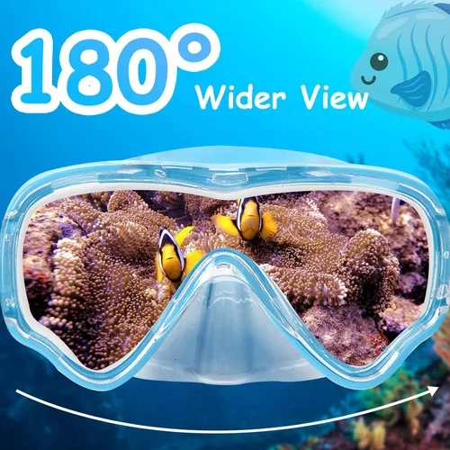 Miniatura 4 de Vvinca Kids-Goggles with Nose Cover, Diving Mask Elastic Fabric Strap Anti Fog Anti Shattered Lens for Kids Swim Goggles 3-14 01-azul y rosa