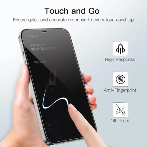 Miniatura 6 de JETech Protector de pantalla de cobertura completa de privacidad para iPhone 12 Pro Max de 6.7 pulgadas, película de vidrio templado antiespía