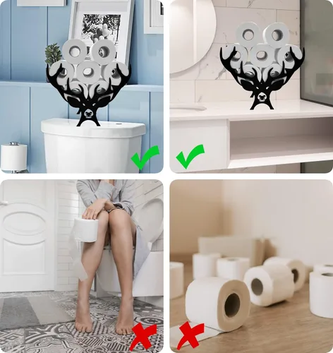 Miniatura 4 de Black Antler - Soporte de papel higiénico de metal, organizador de papel higiénico decorativo de metal para baños, capacidad para 8 rollos