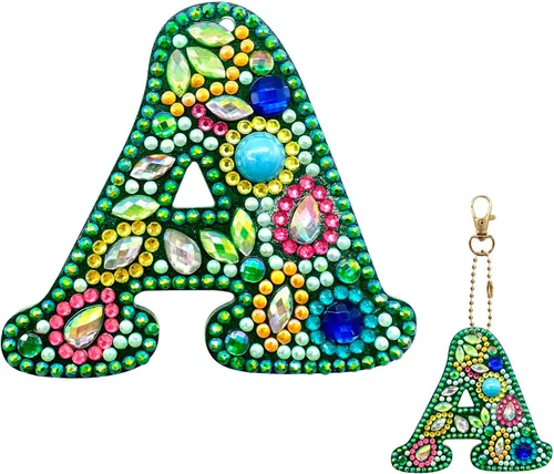 YOYA Llaveros de Pintura de Diamantes de Doble Cara 5D Letras Kit de Llaveros de Pintura de Diamantes DIY Taladro Completo Arte de Diamantes con