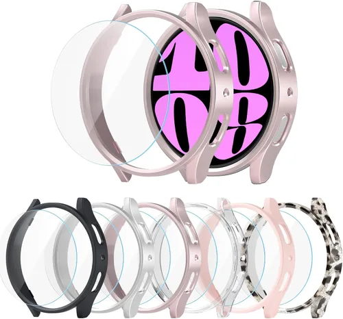 Miniatura 24 de [2+4] Paquete para Samsung Galaxy Watch FE/Galaxy Watch 5/Galaxy Watch 4 de 1.575 pulgadas, carcasa protectora de policarbonato duro + película