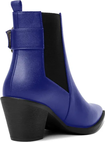 Miniatura 5 de Botas altas de tacón medio grueso con punta elástica mate para mujer, 2.5 pulgadas