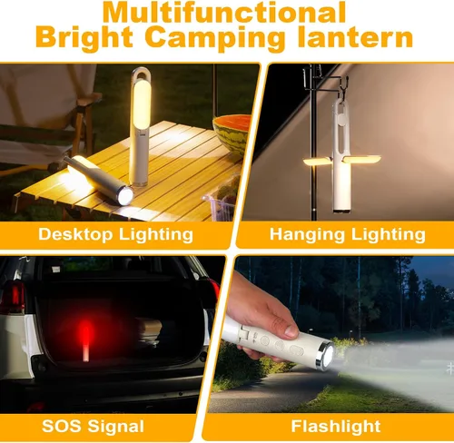 Miniatura 2 de Linterna LED para campamento, luz de emergencia recargable para cortes de energía, luz de techo portátil, linterna al aire libre, 9 modos
